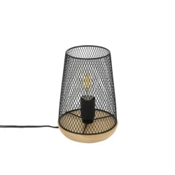 QAZQA Tischlampen|Wohnzimmerlampen*Design Tischlampe schwarz mit Holz - Bosk