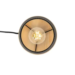 QAZQA Tischlampen|Wohnzimmerlampen*Design Tischlampe schwarz mit Holz - Bosk