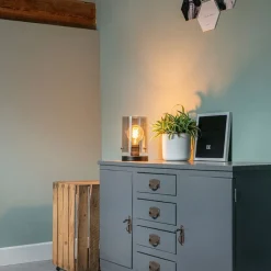 QAZQA Tischlampen|Wohnzimmerlampen*Design Tischlampe schwarz mit Rauchglas - Kuppel