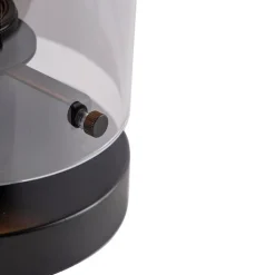 QAZQA Tischlampen|Wohnzimmerlampen*Design Tischlampe schwarz mit Rauchglas - Kuppel