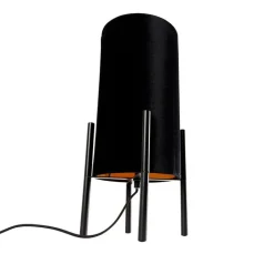 QAZQA Tischlampen|Wohnzimmerlampen*Design Tischleuchte schwarz mit Samtschirm schwarz/gold - Rich
