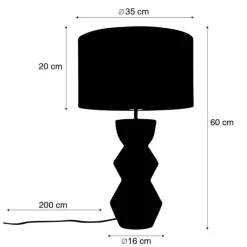 QAZQA Tischlampen|Wohnzimmerlampen*Design Tischleuchte Schwarz Stoffschirm Hellgrau 35 cm - Alisia