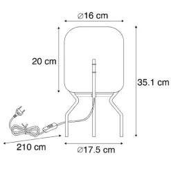 QAZQA Lampen Für Dein Homeoffice|Schlafzimmerlampen*Design Tischleuchte schwarz mit Rauchglas - Bliss
