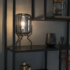 QAZQA Lampen Für Dein Homeoffice|Schlafzimmerlampen*Design Tischleuchte schwarz mit Rauchglas - Bliss