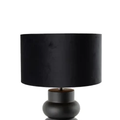 QAZQA Tischlampen|Wohnzimmerlampen*Design Tischleuchte schwarzer Samtlampenschirm schwarz mit Gold 35 cm - Alisia