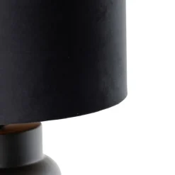 QAZQA Tischlampen|Wohnzimmerlampen*Design Tischleuchte schwarzer Samtlampenschirm schwarz mit Gold 35 cm - Alisia