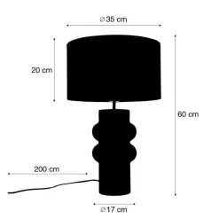 QAZQA Tischlampen|Wohnzimmerlampen*Design Tischleuchte schwarzer Samtlampenschirm schwarz mit Gold 35 cm - Alisia