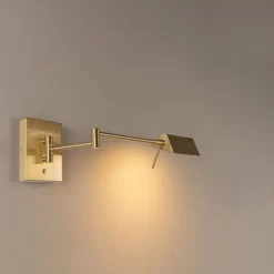 QAZQA Schlafzimmerlampen|Küchenlampen*Design Wandleuchte Messing inkl. LED dimmbar - Notia