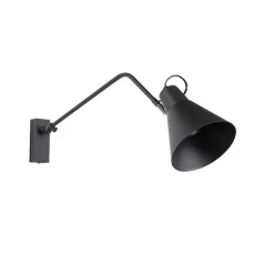 QAZQA Schlafzimmerlampen|Wohnzimmerlampen*Design Wandleuchte schwarz verstellbar - Luna