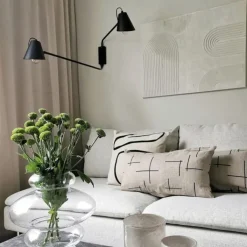 QAZQA Schlafzimmerlampen|Wohnzimmerlampen*Design Wandleuchte schwarz 2-Licht einstellbar - Lune