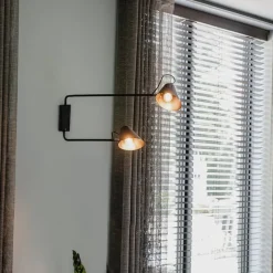 QAZQA Schlafzimmerlampen|Wohnzimmerlampen*Design Wandleuchte schwarz 2-Licht einstellbar - Lune