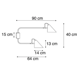 QAZQA Schlafzimmerlampen|Wohnzimmerlampen*Design Wandleuchte schwarz 2-Licht einstellbar - Lune