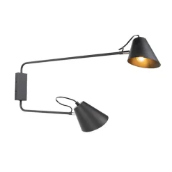 QAZQA Schlafzimmerlampen|Wohnzimmerlampen*Design Wandleuchte schwarz 2-Licht einstellbar - Lune