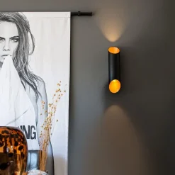 QAZQA Wandleuchten|Esszimmerlampen*Design Wandleuchte schwarz mit Gold - Organo S.