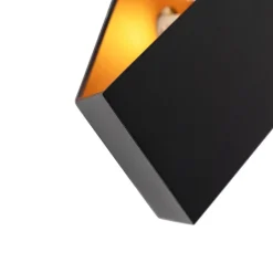 QAZQA Wandleuchten|Wohnzimmerlampen*Design Wandleuchte Schwarz mit Goldener Innenseite - Fold