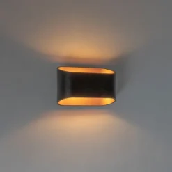 QAZQA Schlafzimmerlampen|Küchenlampen*Design Wandleuchte schwarz mit Gold - Alone R.
