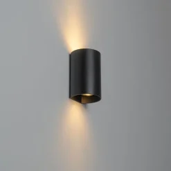 QAZQA Schlafzimmerlampen|Küchenlampen*Design Wandleuchte Schwarz Rund GU10 50mm - Sabbir