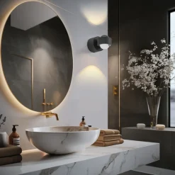 QAZQA Led-Wandleuchten|Wandleuchten*Design Wandleuchte Schwarz inkl. LED IP44 - Lens