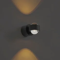 QAZQA Led-Wandleuchten|Wandleuchten*Design Wandleuchte Schwarz inkl. LED IP44 - Lens