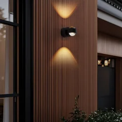 QAZQA Led-Wandleuchten|Wandleuchten*Design Wandleuchte Schwarz inkl. LED IP44 - Lens