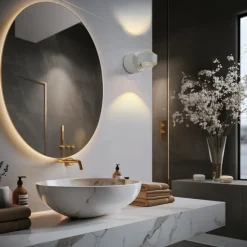 QAZQA Led-Wandleuchten|Wandleuchten*Design Wandleuchte Weiß inkl. LED IP44 - Lens