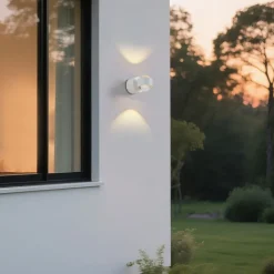 QAZQA Led-Wandleuchten|Wandleuchten*Design Wandleuchte Weiß inkl. LED IP44 - Lens