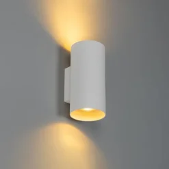 QAZQA Wandleuchten|Wohnzimmerlampen*Design Wandleuchte Weiß Rund 2-Lichter - Sab