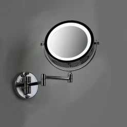 QAZQA Badezimmerlampen|Spiegel Mit Beleuchtung*Design Wandspiegel Chrom inkl. LED dunkel bis warm einstellbar IP44 - Vicino