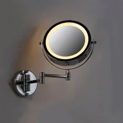 QAZQA Badezimmerlampen|Spiegel Mit Beleuchtung*Design Wandspiegel Chrom inkl. LED dunkel bis warm einstellbar IP44 - Vicino