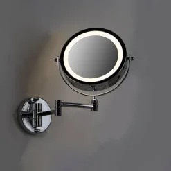 QAZQA Badezimmerlampen|Spiegel Mit Beleuchtung*Design Wandspiegel Chrom inkl. LED dunkel bis warm einstellbar IP44 - Vicino