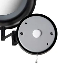 QAZQA Badezimmerlampen|Spiegel Mit Beleuchtung*Design Wandspiegel schwarz inkl. LED verstellbar IP44 mit Zugschnur - Vicino