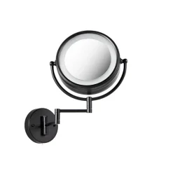 QAZQA Badezimmerlampen|Spiegel Mit Beleuchtung*Design Wandspiegel schwarz inkl. LED verstellbar IP44 mit Zugschnur - Vicino