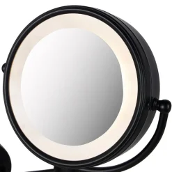 QAZQA Badezimmerlampen|Spiegel Mit Beleuchtung*Design Wandspiegel schwarz inkl. LED verstellbar IP44 mit Zugschnur - Vicino