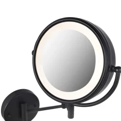 QAZQA Badezimmerlampen|Spiegel Mit Beleuchtung*Design Wandspiegel schwarz inkl. LED verstellbar IP44 mit Zugschnur - Vicino