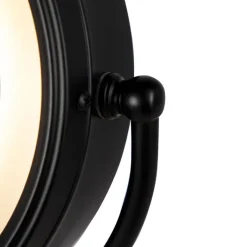 QAZQA Badezimmerlampen|Spiegel Mit Beleuchtung*Design Wandspiegel schwarz inkl. LED verstellbar IP44 mit Zugschnur - Vicino