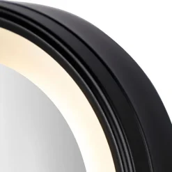 QAZQA Badezimmerlampen|Spiegel Mit Beleuchtung*Design Wandspiegel schwarz inkl. LED verstellbar IP44 mit Zugschnur - Vicino