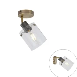 QAZQA Wandstrahler|Wandleuchten*Design Wandstrahler Bronze mit Klarglas - Domo