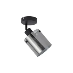 QAZQA Wandstrahler|Wandleuchten*Design Wandstrahler schwarz mit Rauchglas - Domo