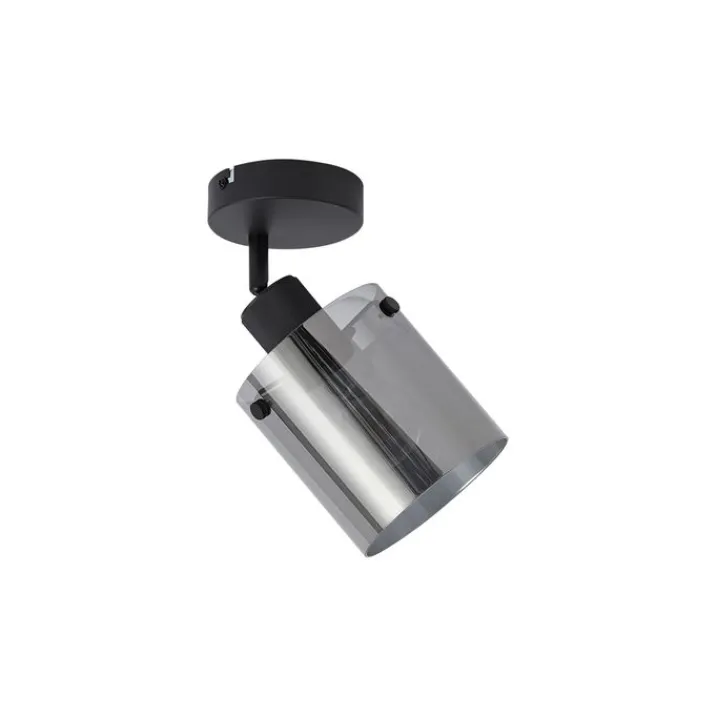 QAZQA Wandstrahler|Wandleuchten*Design Wandstrahler schwarz mit Rauchglas - Domo