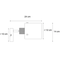 QAZQA Wandstrahler|Wandleuchten*Design Wandstrahler schwarz mit Rauchglas - Domo