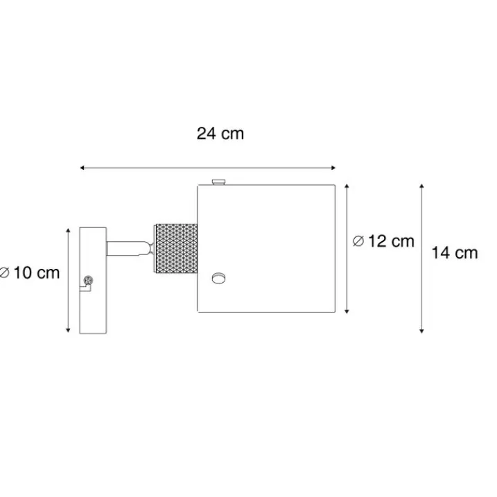 QAZQA Wandstrahler|Wandleuchten*Design Wandstrahler schwarz mit Rauchglas - Domo
