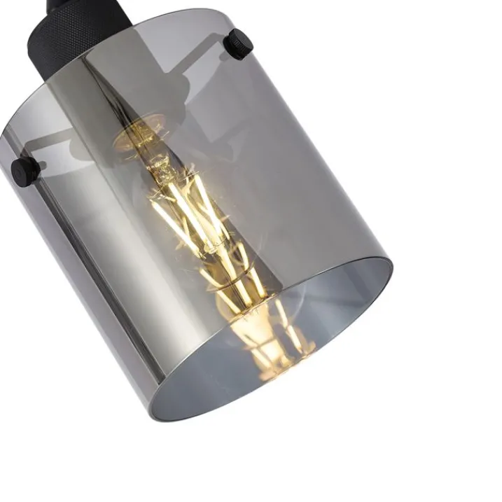 QAZQA Wandstrahler|Wandleuchten*Design Wandstrahler schwarz mit Rauchglas - Domo