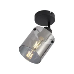 QAZQA Wandstrahler|Wandleuchten*Design Wandstrahler schwarz mit Rauchglas - Domo