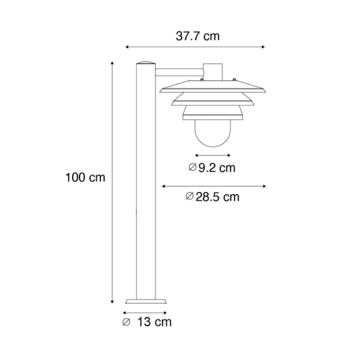 QAZQA Gartenbeleuchtung|Stehlampen Außen*Design-Außenpoller schwarz 100 cm IP44 - Morty