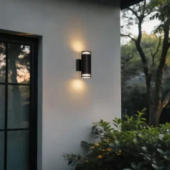 QAZQA Gartenbeleuchtung|Außenwandleuchten*Design-Außenwandleuchte schwarz 2-Licht IP44 - Boris