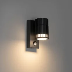 QAZQA Gartenbeleuchtung|Außenleuchten Mit Sensor*Design-Außenwandleuchte schwarz mit Bewegungssensor IP44 - Boris