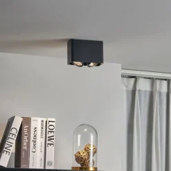 QAZQA Deckenstrahler|Aufbaustrahler*Design-Aufbaustrahler schwarz GU10 70mm 2-flammig dreh- und schwenkbar - Vox