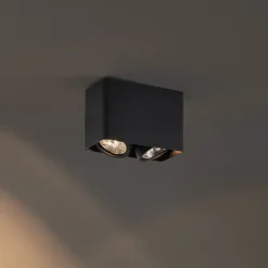 QAZQA Deckenstrahler|Aufbaustrahler*Design-Aufbaustrahler schwarz GU10 70mm 2-flammig dreh- und schwenkbar - Vox