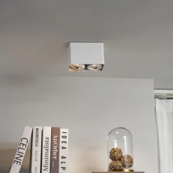 QAZQA Deckenstrahler|Aufbaustrahler*Design-Aufbaustrahler weiß GU10 70mm 2-flammig dreh- und schwenkbar - Vox