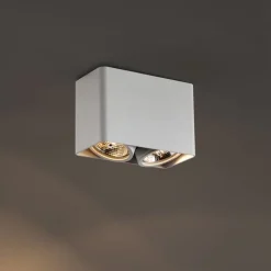 QAZQA Deckenstrahler|Aufbaustrahler*Design-Aufbaustrahler weiß GU10 70mm 2-flammig dreh- und schwenkbar - Vox